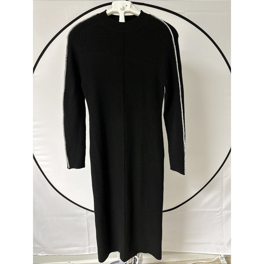 ANN TAYLOR BASKET STITCH TRIM SWEATER DRESS SZ MEDIUM